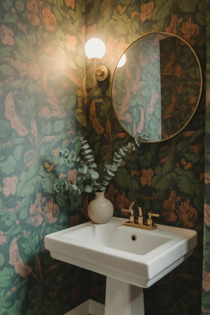 Bold Floral Wallpaper for a Charming Powder Room