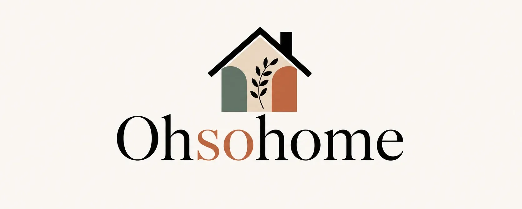OhSoHome logo featuring a minimalist house icon with botanical accents